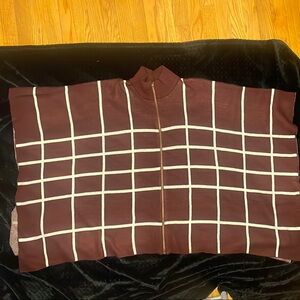 Cato maroon and cream Geometric Poncho